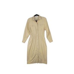 Norm Thompson Shirt Dress Cream 8P Vintage Cotton Midi Coastal Grandmother
